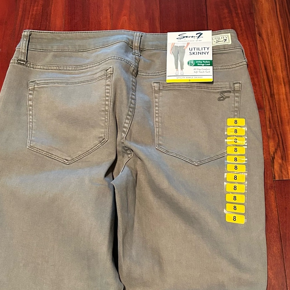 NWT-Seven7 Utility Skinny Ankle Jeans Olive Green-Size 8 - Picture 3 of 10